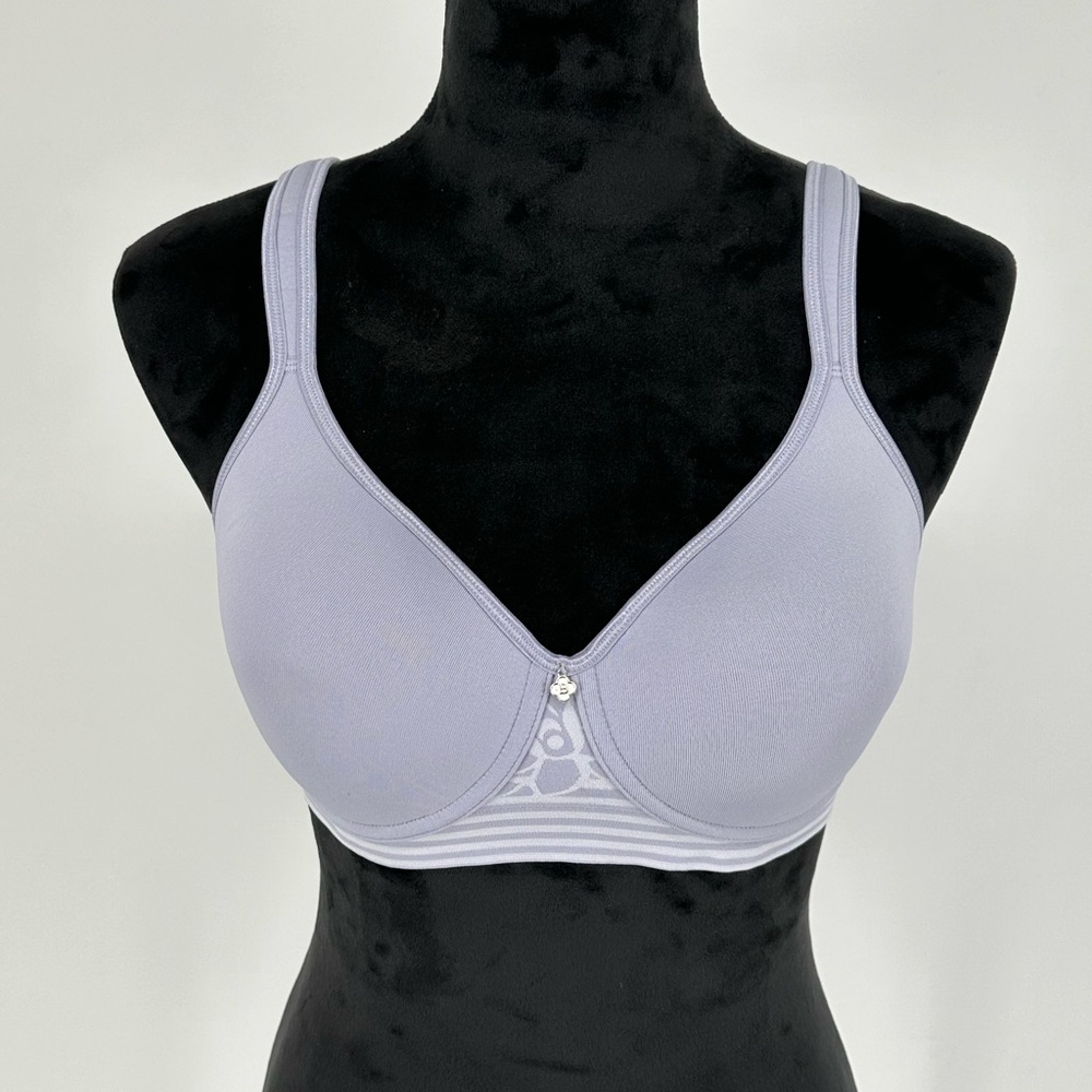 NEW Breezies Women’s Floral Stripe Seamless Wirefree T-Shirt Bra Wisteria Z9